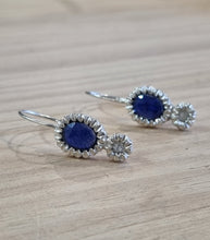Load image into Gallery viewer, Sapphire &amp; Diamond in Sterling Silver Earrings
