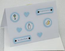 Load image into Gallery viewer, Baby Card, Bottles and Bibs Baby Card Blue