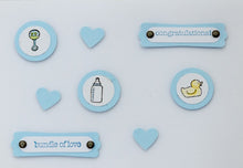 Load image into Gallery viewer, Baby Card, Bottles and Bibs Baby Card Blue