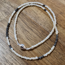 Load image into Gallery viewer, Black Raw Diamonds and Freshwater Pearl Necklet