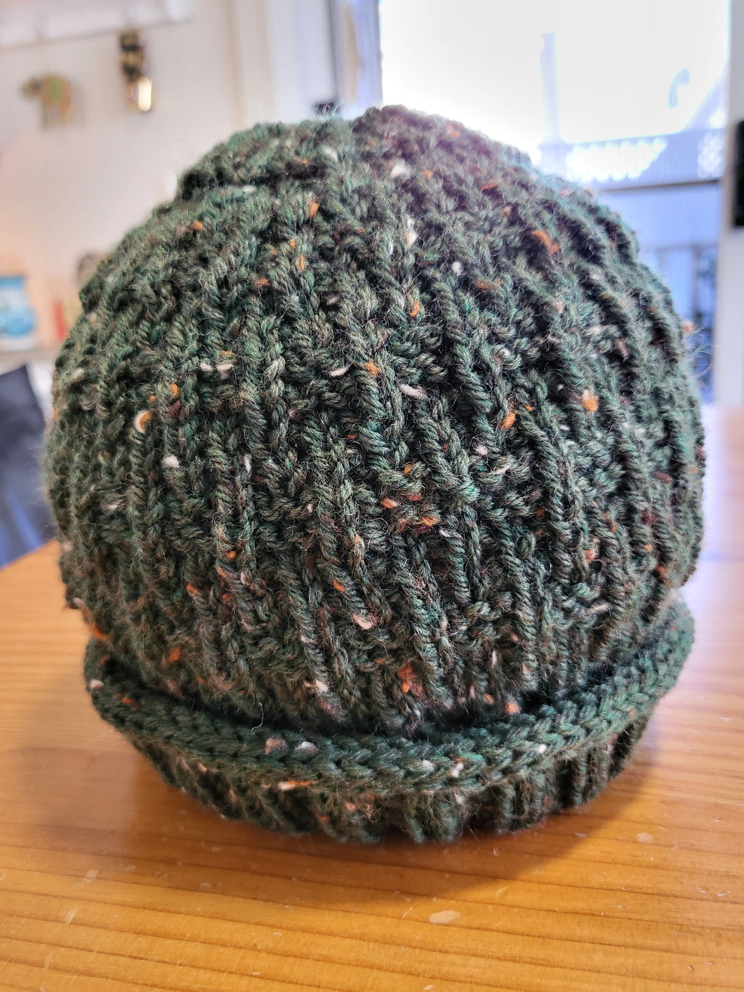 Beanie - bottle green with Tweed textures