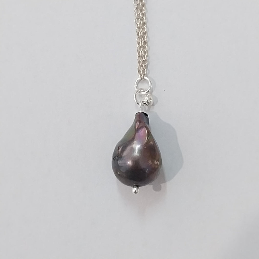 Large Fresh Water Black Baroque Pearl Pendant