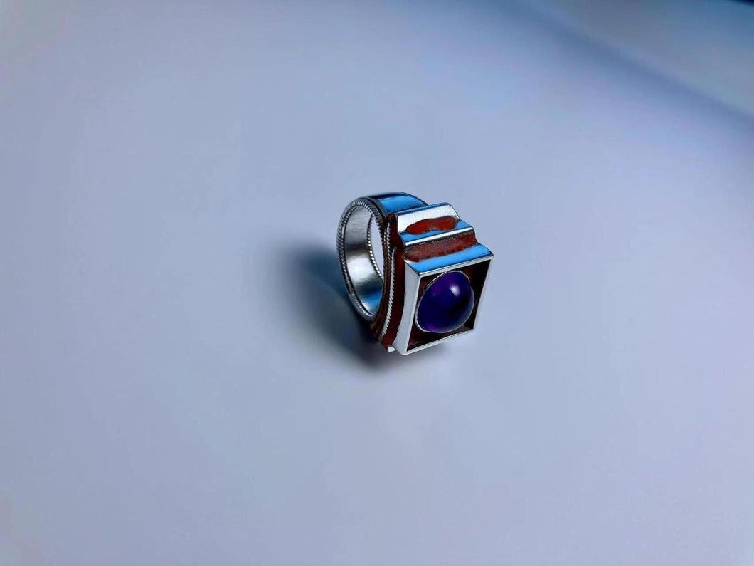 Enamel Amethyst Ring