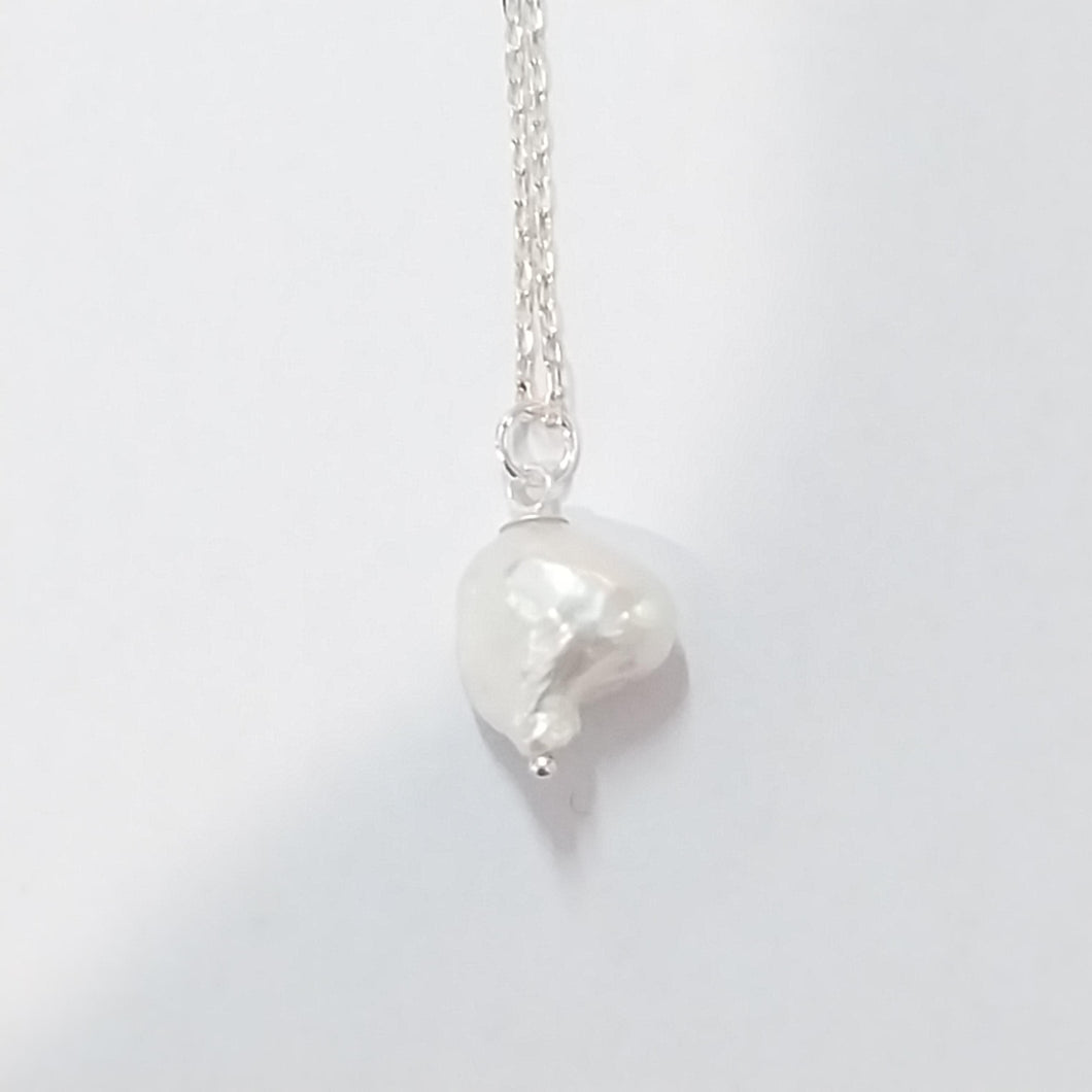 Keshi Fresh Water White Pearl  Sterling Silver Pendant