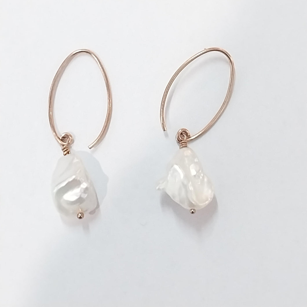 Keshi Fresh Water White Pearl on Rose Gold Vermeil