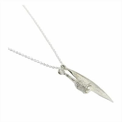 Gumnut, gum leaf and Pearl Pendant