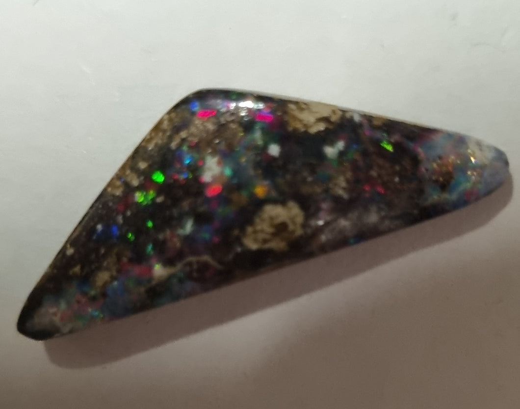 Queensland Boulder Opal - Red, Blue, Green Gold Tone