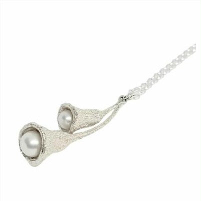 Double Gumnut & Pearl Pendant