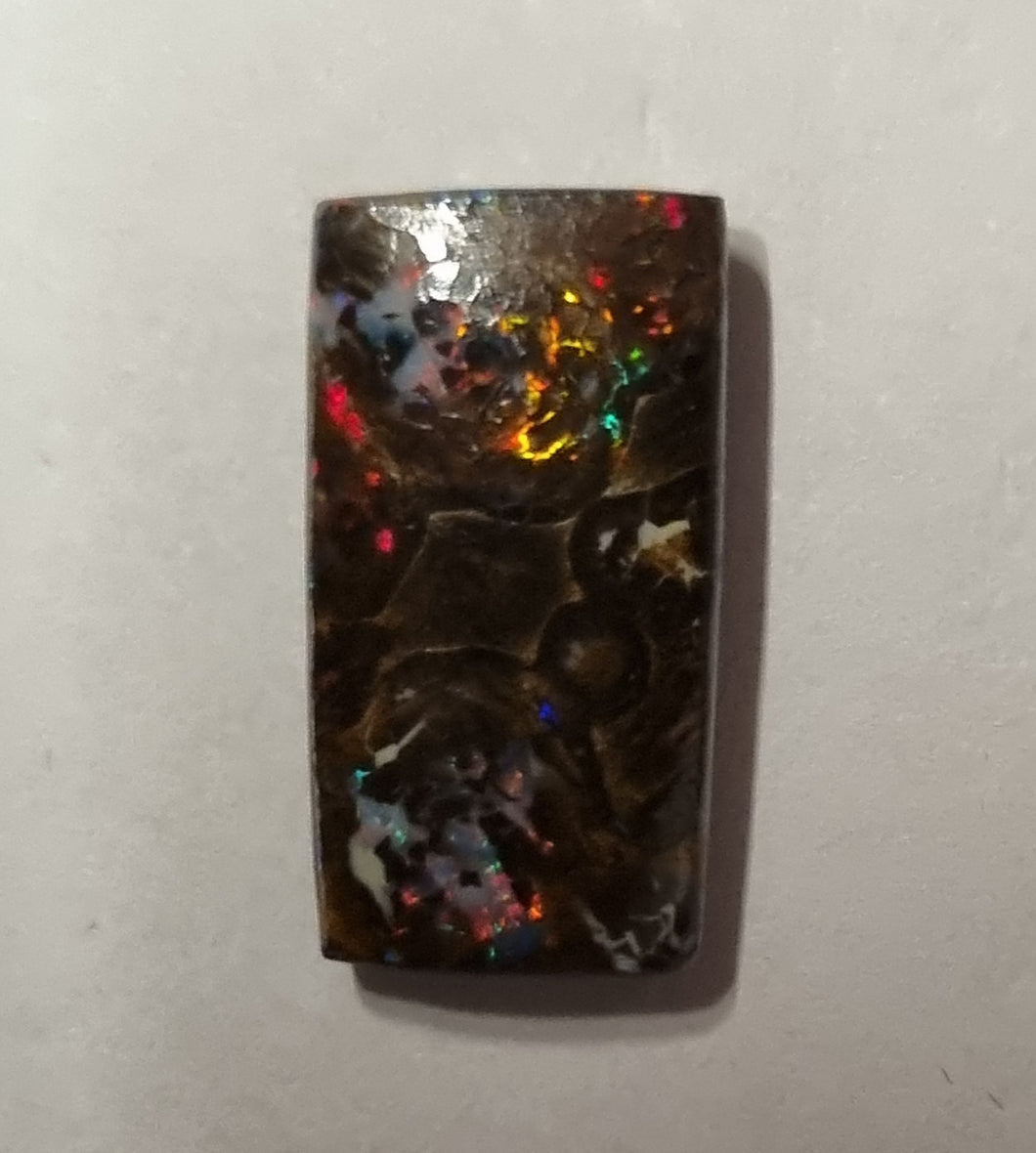 Queensland Boulder Opal - Red, Blue, Green Gold Tone