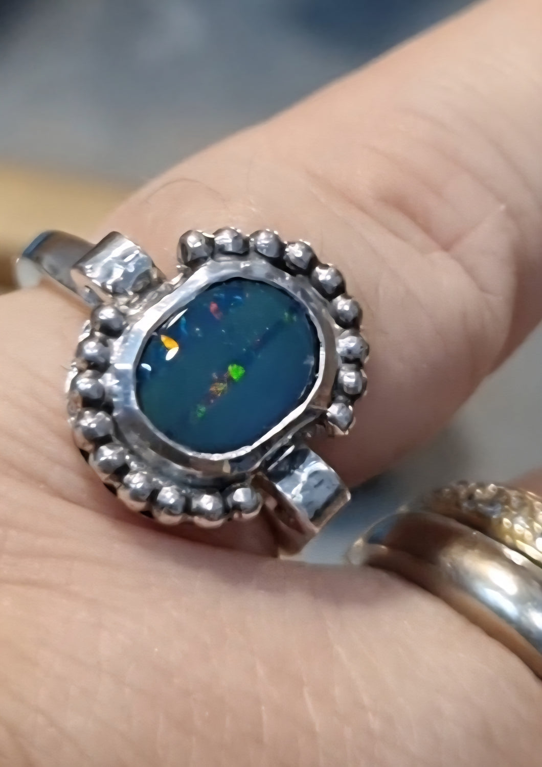 Lightning Ridge Opal & Sterling Silver Ring