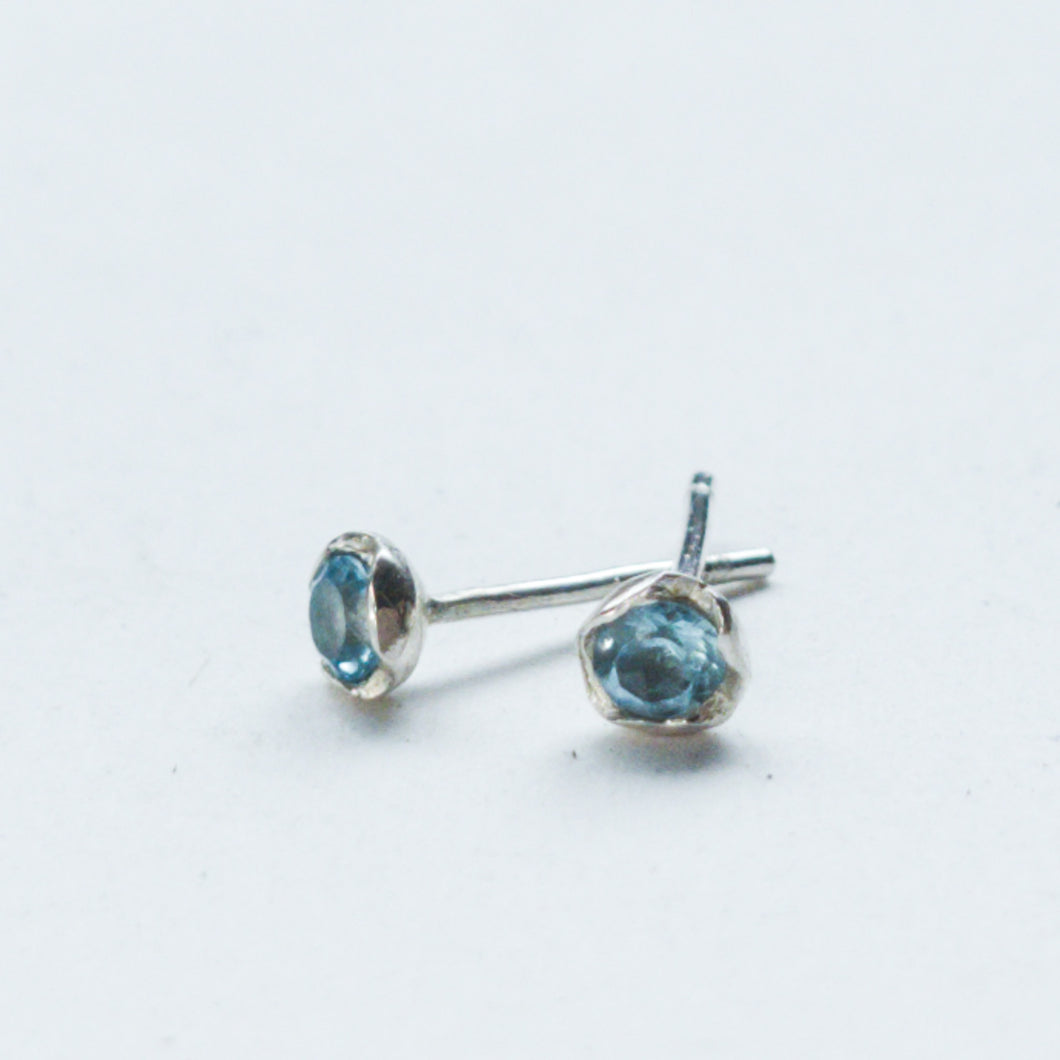 Aquamarine 3  Fold  Stud Pair