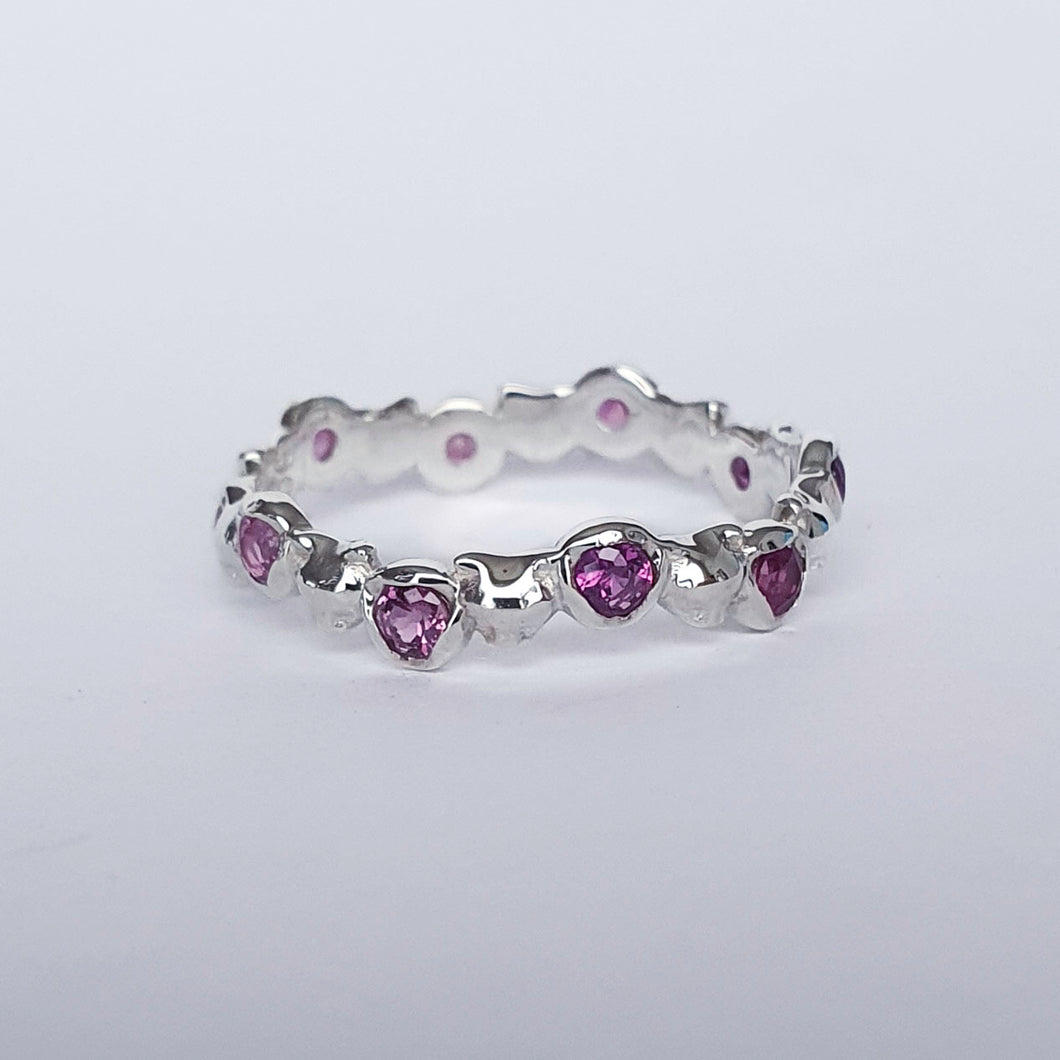 Too many cats with Pink Sapphires eternity band