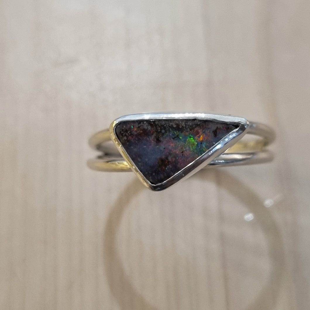Australian Boulder Opal Ring
