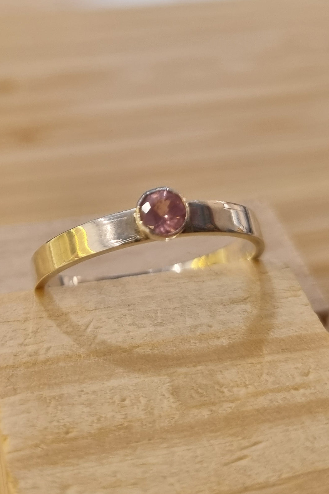 Baby Pink Spinel & Sterling Silver Stacker