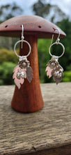 Load image into Gallery viewer, Ladybird and peony flower dangly earrings
