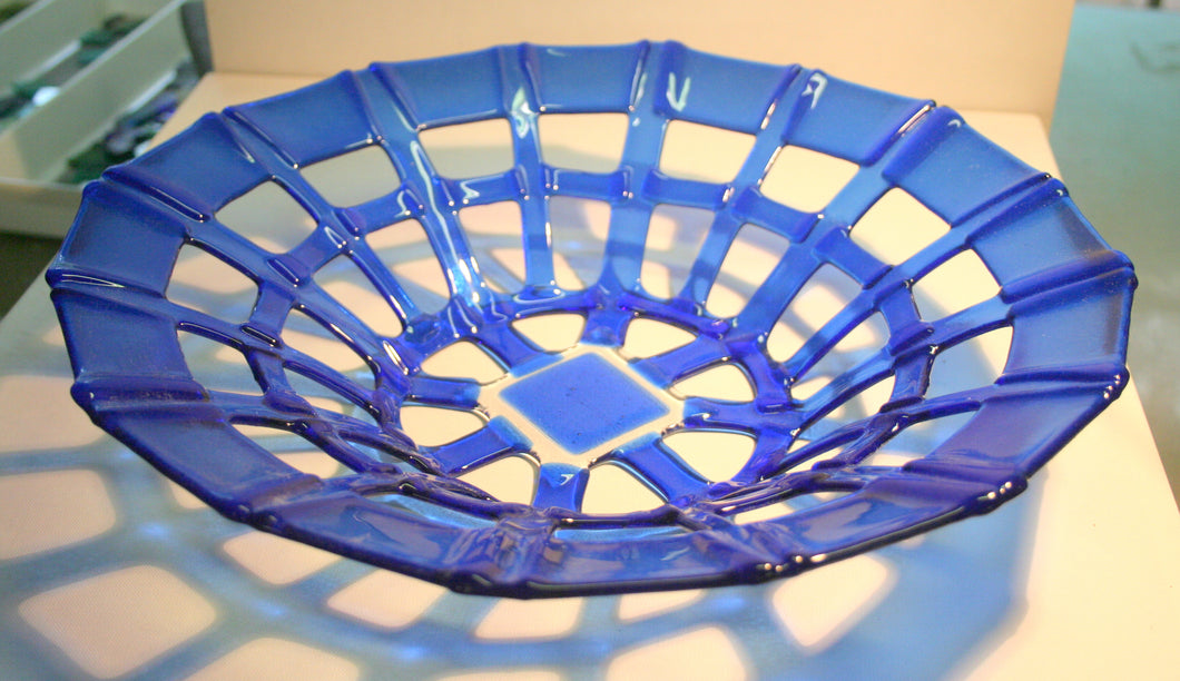 Blue Spiders Web Glass Bowl