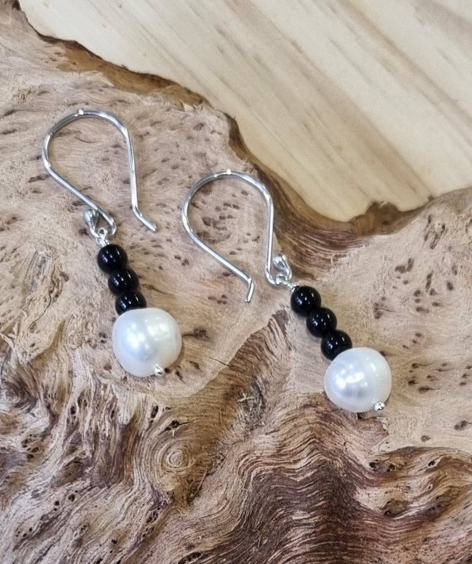 Onyx & Pearl Earrings