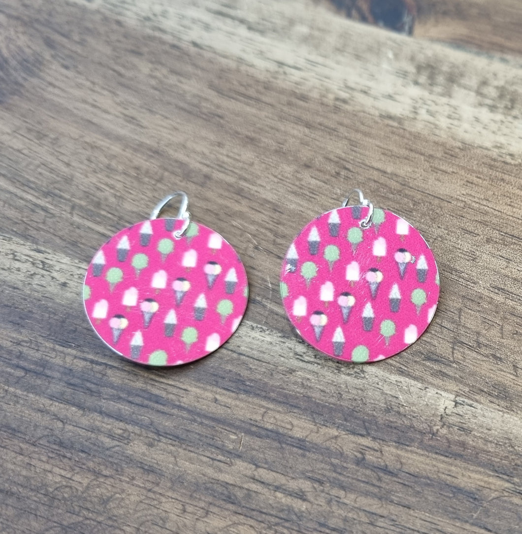 Red/Pink Ice Cream Dreams Sublimated Earrings