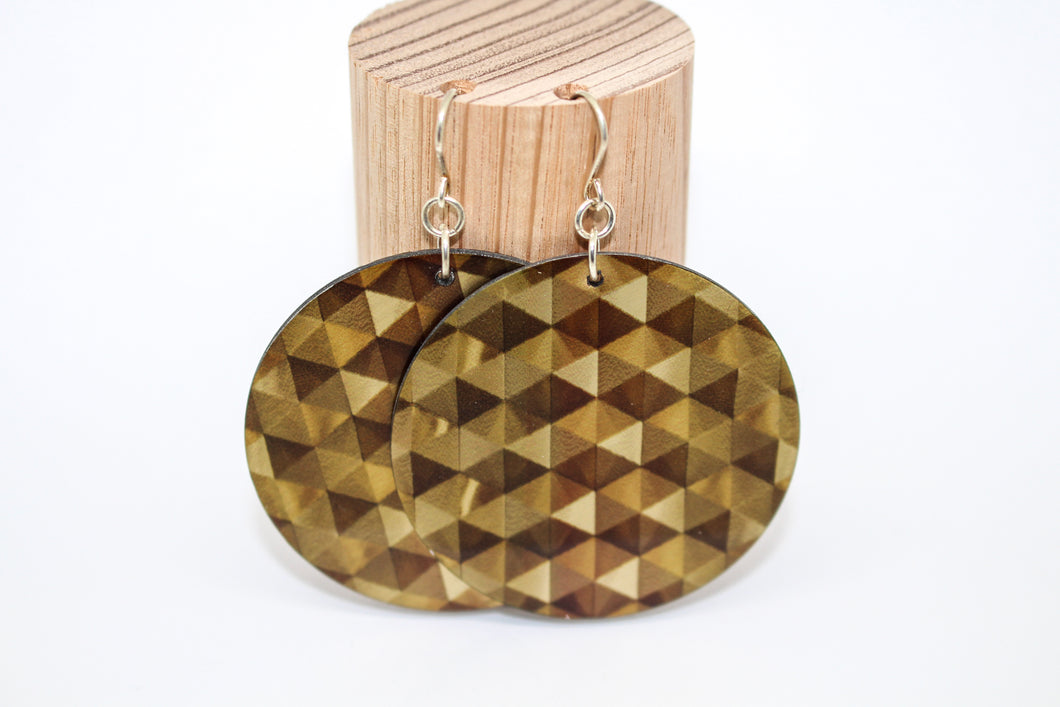 Bronze Geometric Disc Earrings