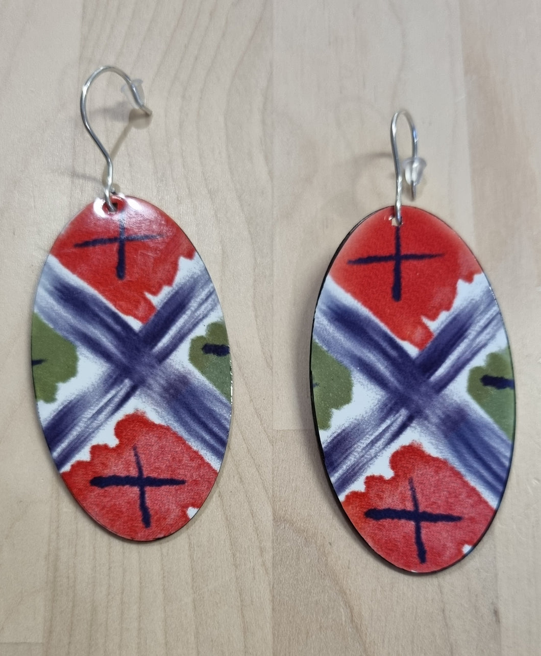 Blue Cross Earrings