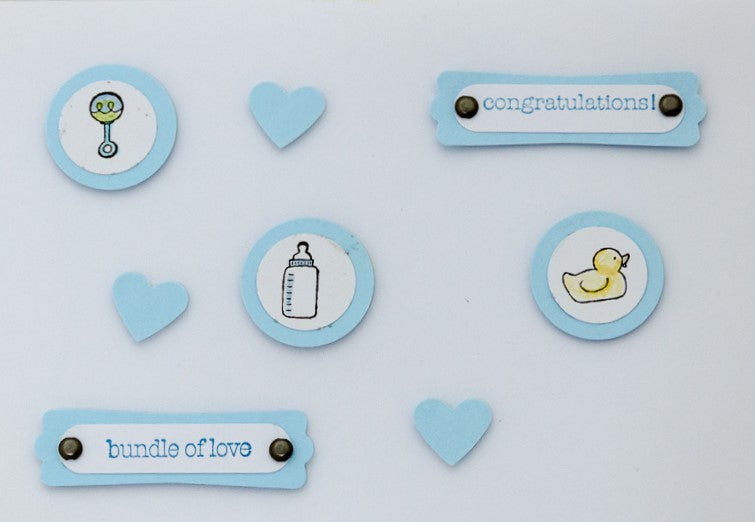Baby Card, Bottles and Bibs Baby Card Blue