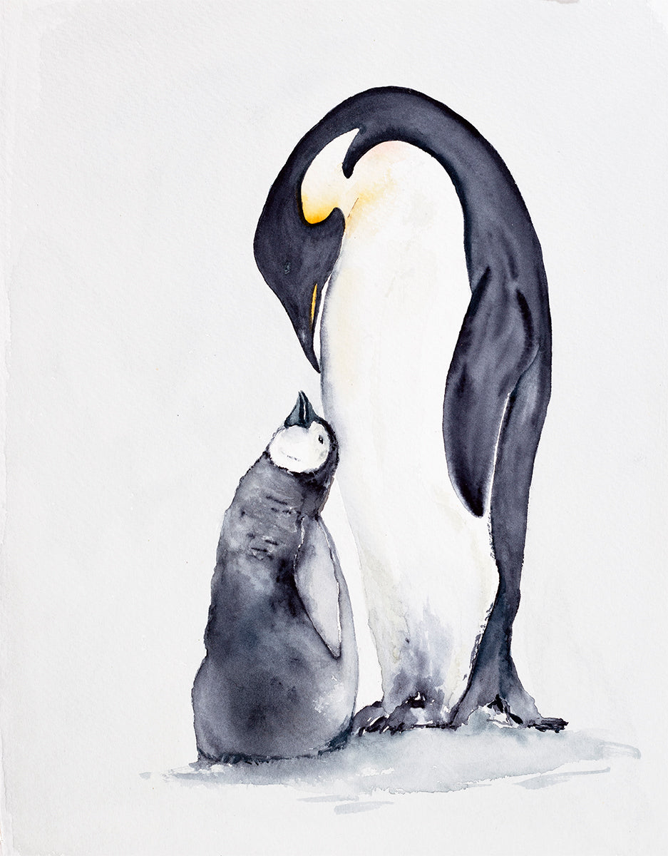 Penguin Mother & Child Signed A3 Print