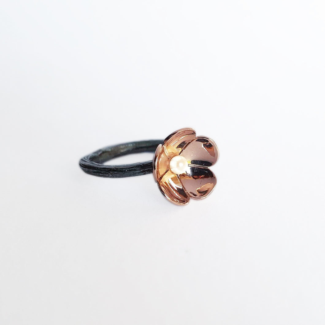 Twig & Blossom - Oxidised Shank Ring