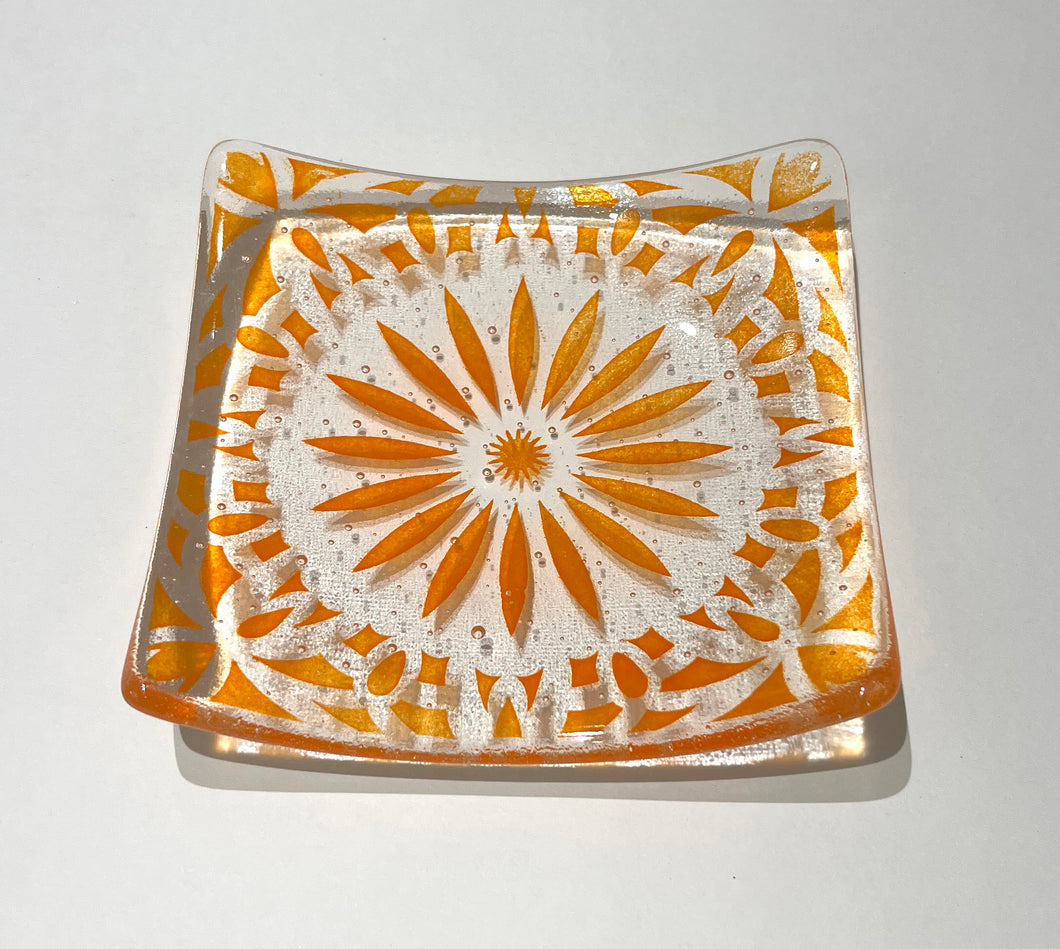 Chakra Orange Glass Plate 13 x 13cm