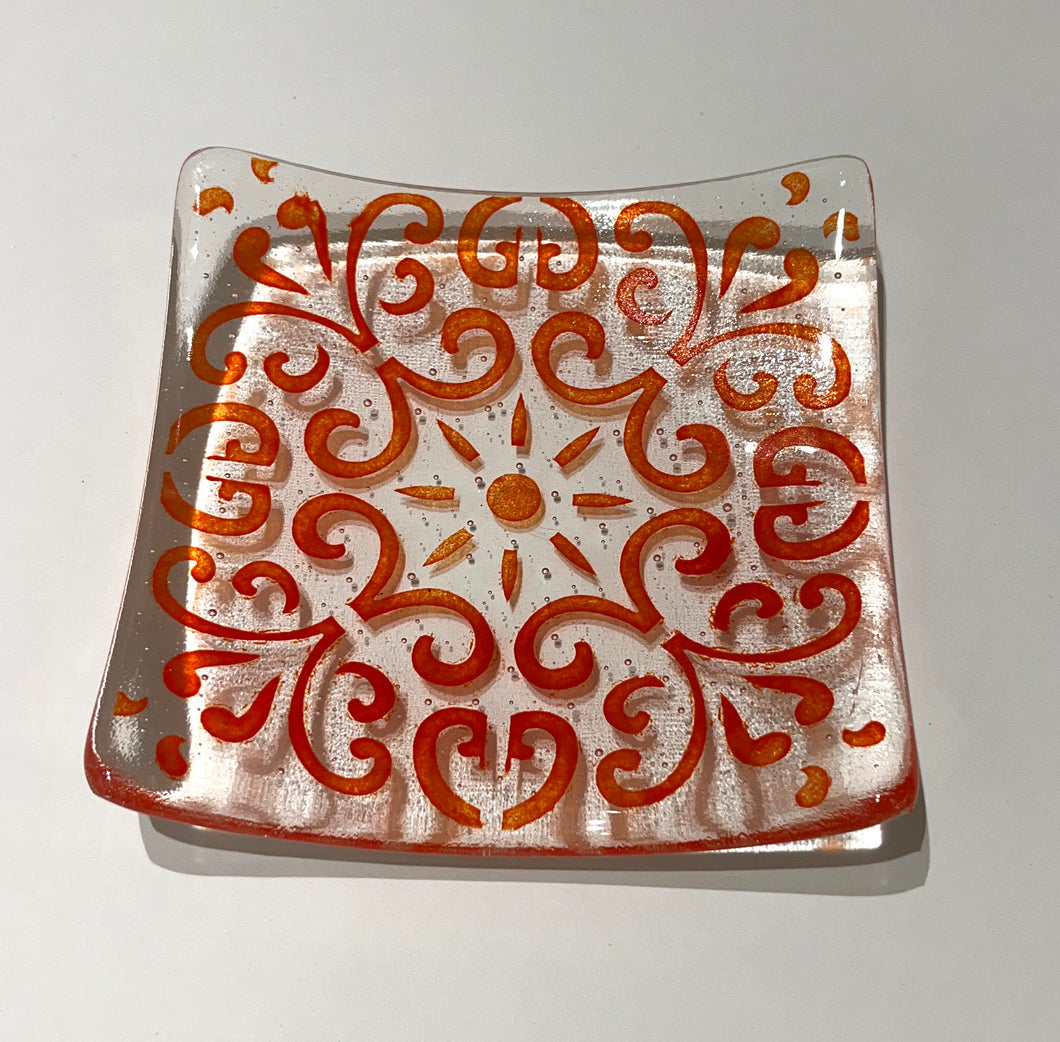 Chakra Red Glass Plate 13 x 13cm