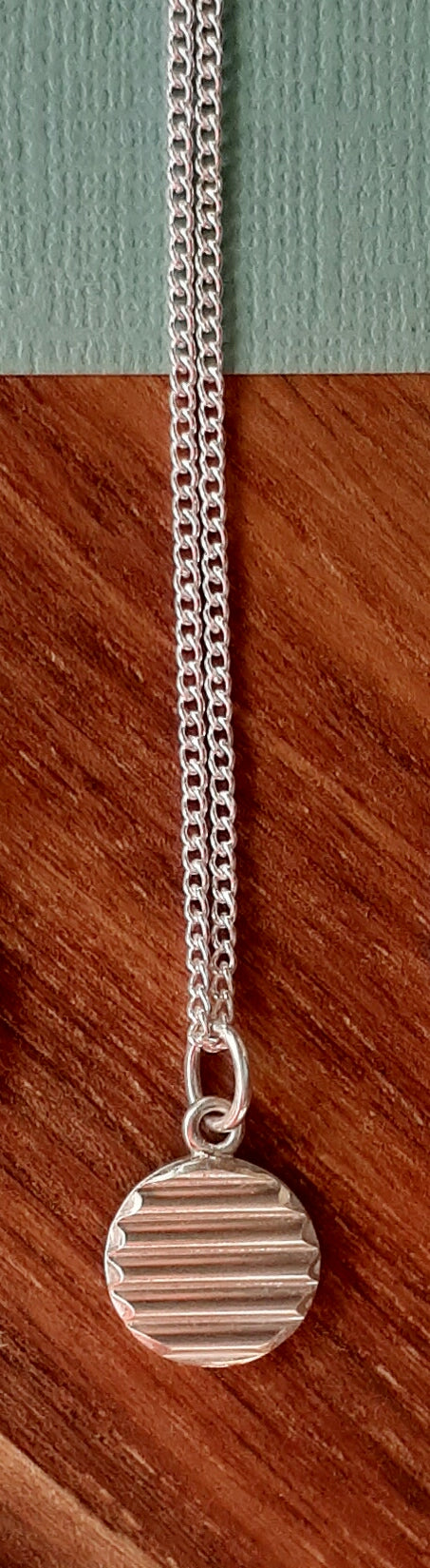 Sterling Silver Pendant Disc Bevel Detail 11.10mm